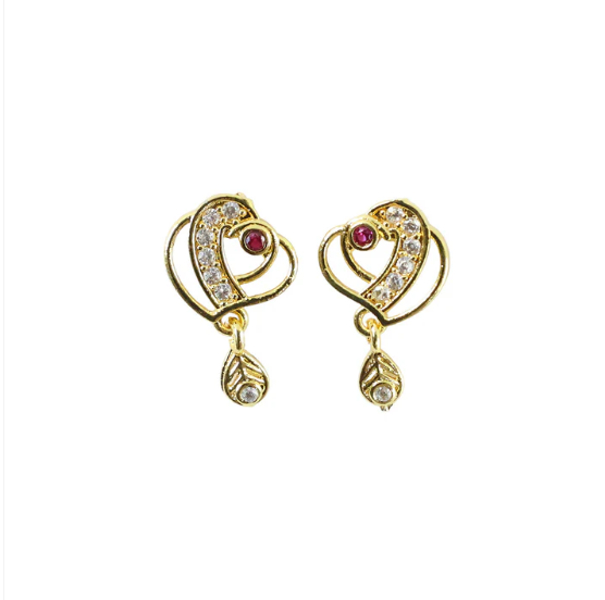 Geometric Gold Earrings with Sparkling Stones – Elegant Drop Charm - Image 5