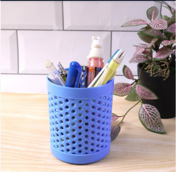 Desk Pen Stand – Round Perforated Design for Organized Workspace