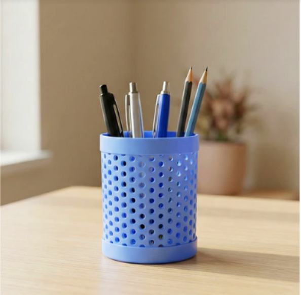 Desk Pen Stand – Round Perforated Design for Organized Workspace
