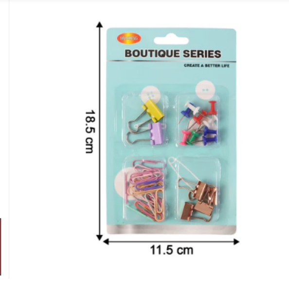 Office Clips & Pins Set – Colorful Durable Paper & Binder Clips