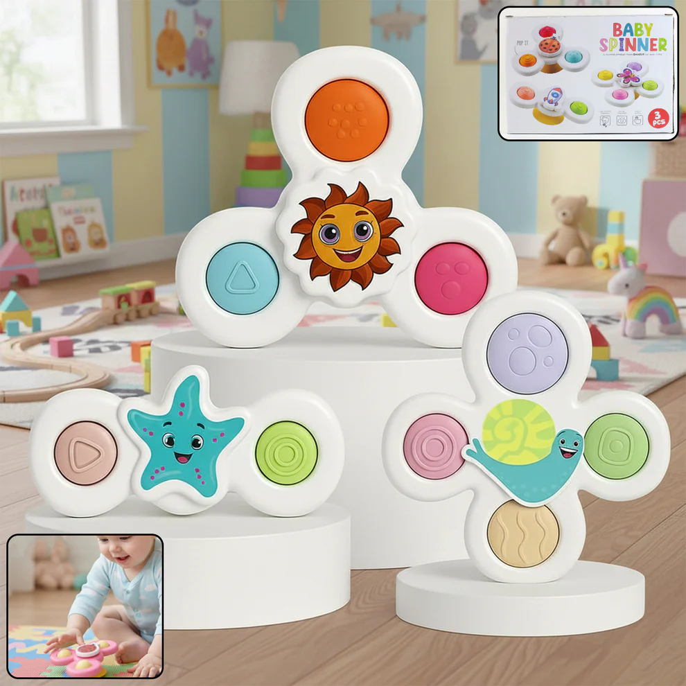 Baby Spinner Toy Set – Sensory Suction Toys for Motor Skills