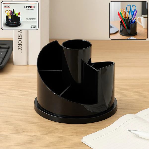Rotating Pen Stand – 360° Multi-Compartment Desk Organizer