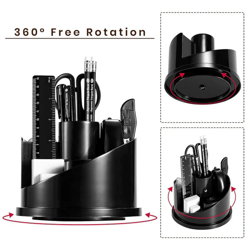 Rotating Pen Stand – 360° Multi-Compartment Desk Organizer