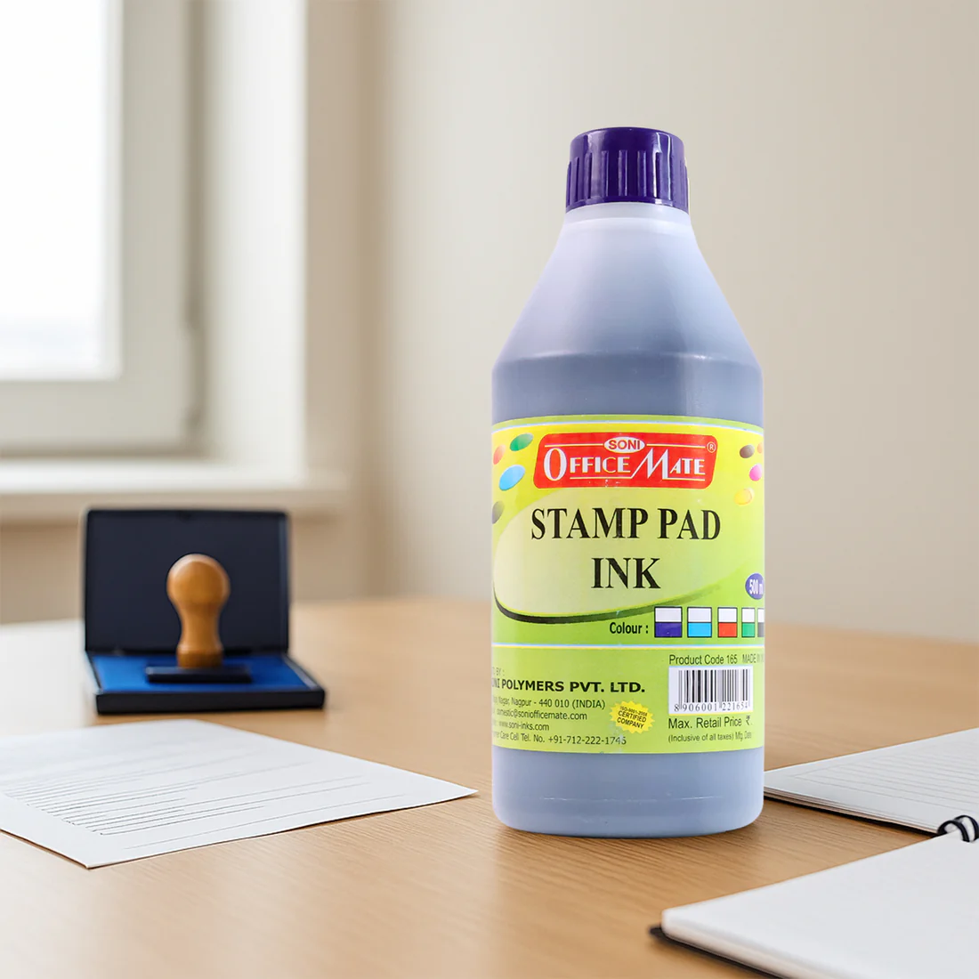 Stamp Pad Ink – 500 ml Violet Refill for Office Stamping