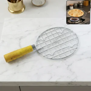 Papad Jali Roaster – Stainless Steel with Wooden Handle | CookAura