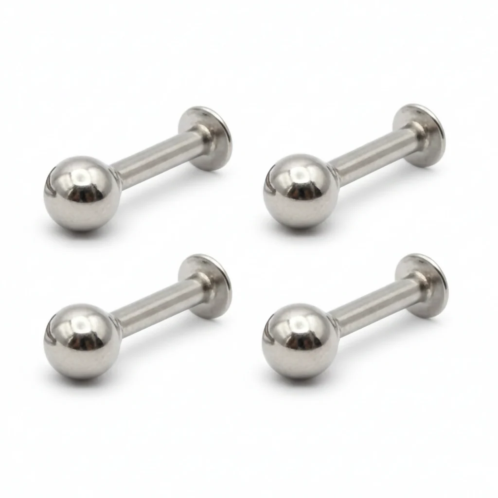 Labret Stud Nosepin Combo Pack – Comfortable Silver Plated Set of 4