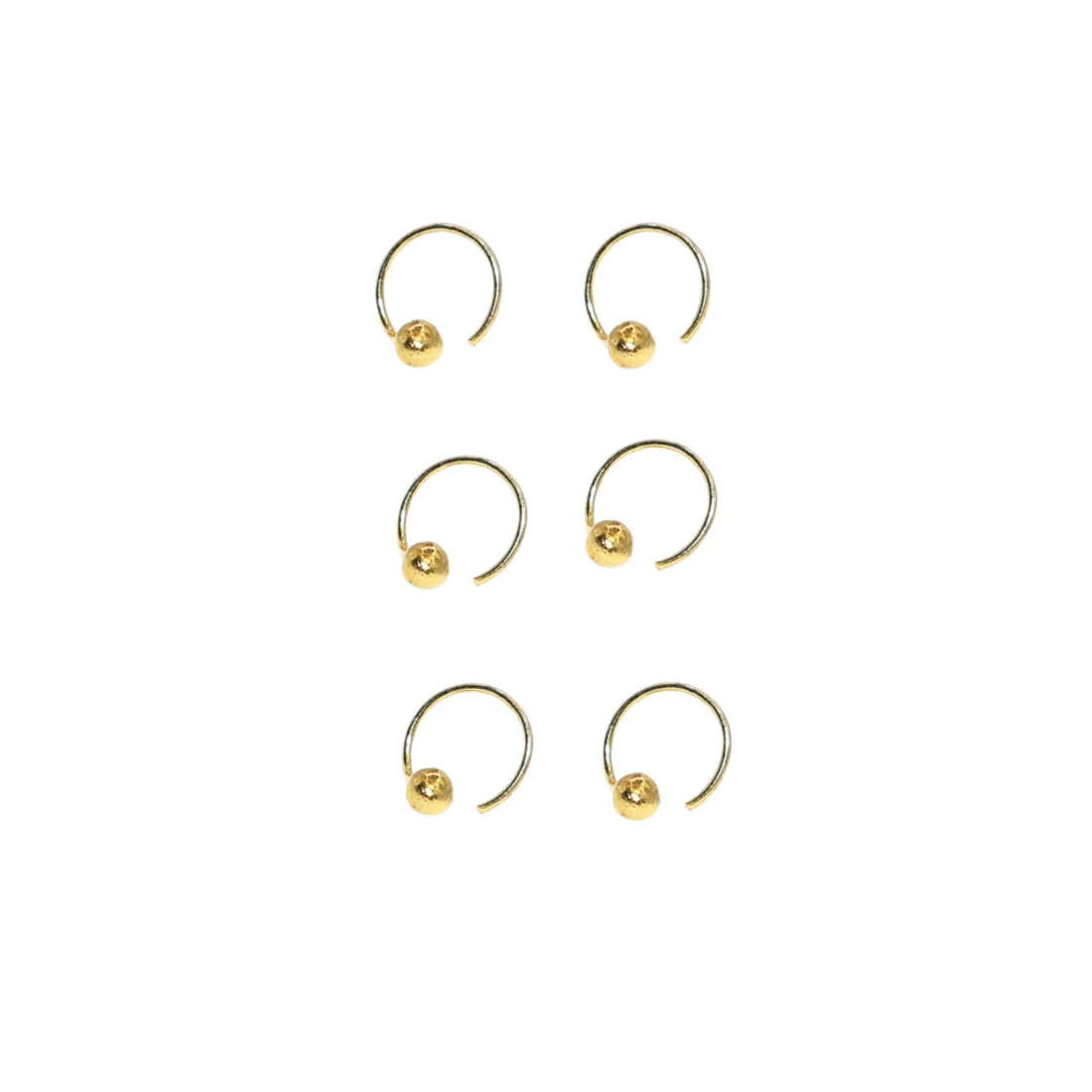 Gold Ball Nose Stud Pack – 6 Elegant Nose Rings for Women