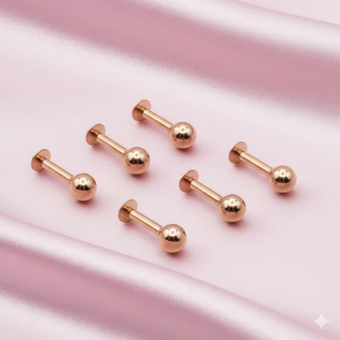 Rose Gold Flat Back Nosepin – Comfortable Pack of 6 for Women