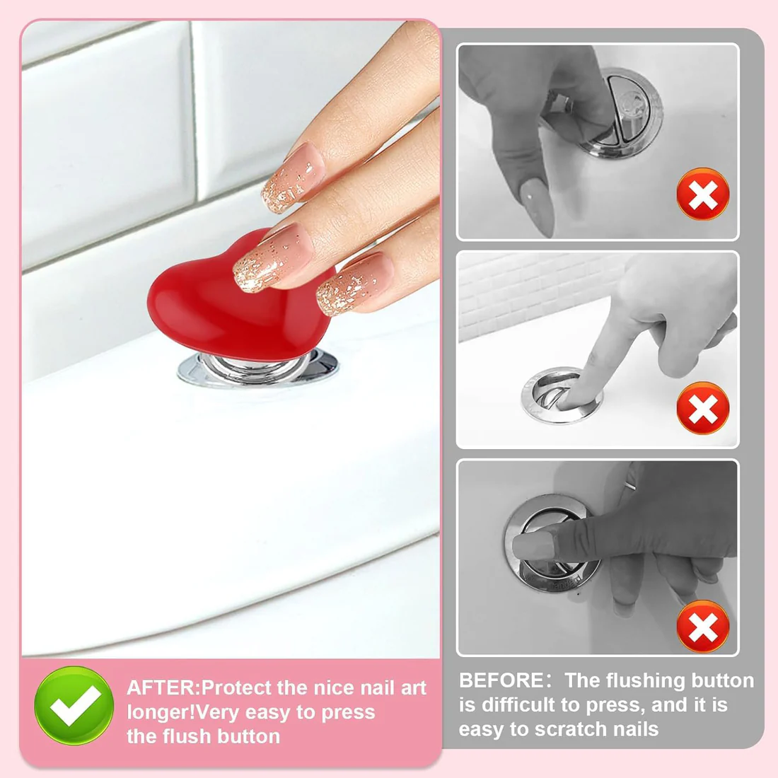 Heart-Shaped Toilet Flush Button – Stylish & Durable 4 Pc Set - Image 2