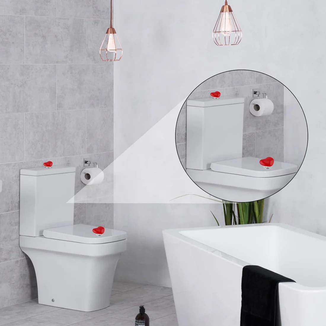 Heart-Shaped Toilet Flush Button – Stylish & Durable 4 Pc Set - Image 4