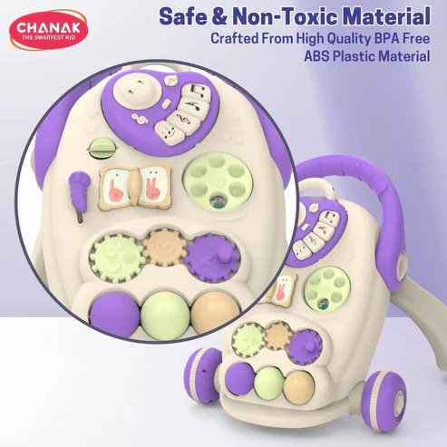 Baby Walker with Anti-Slip Wheels – Safe Musical Walker for 9+ Months - Purple - Image 3