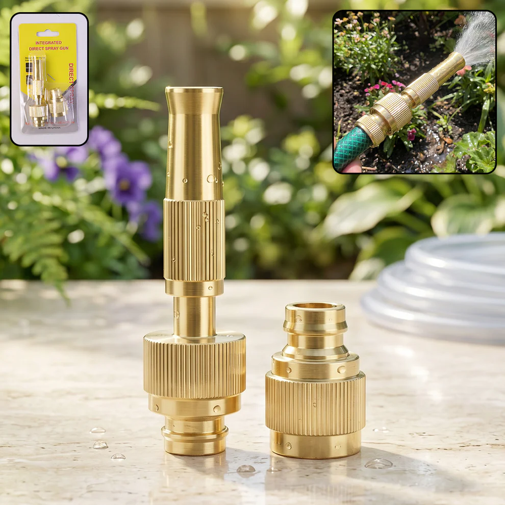 golden brass garden hose nozzle