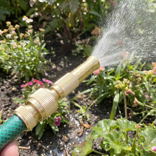 Golden Brass Garden Hose Water Nozzle Spray Gun with Quick Connect... - Image 3
