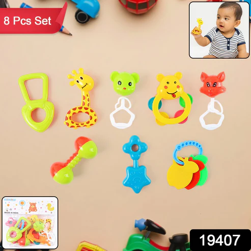 Baby Rattle Set – 8 Pieces of Safe Colorful Toys - Image 4