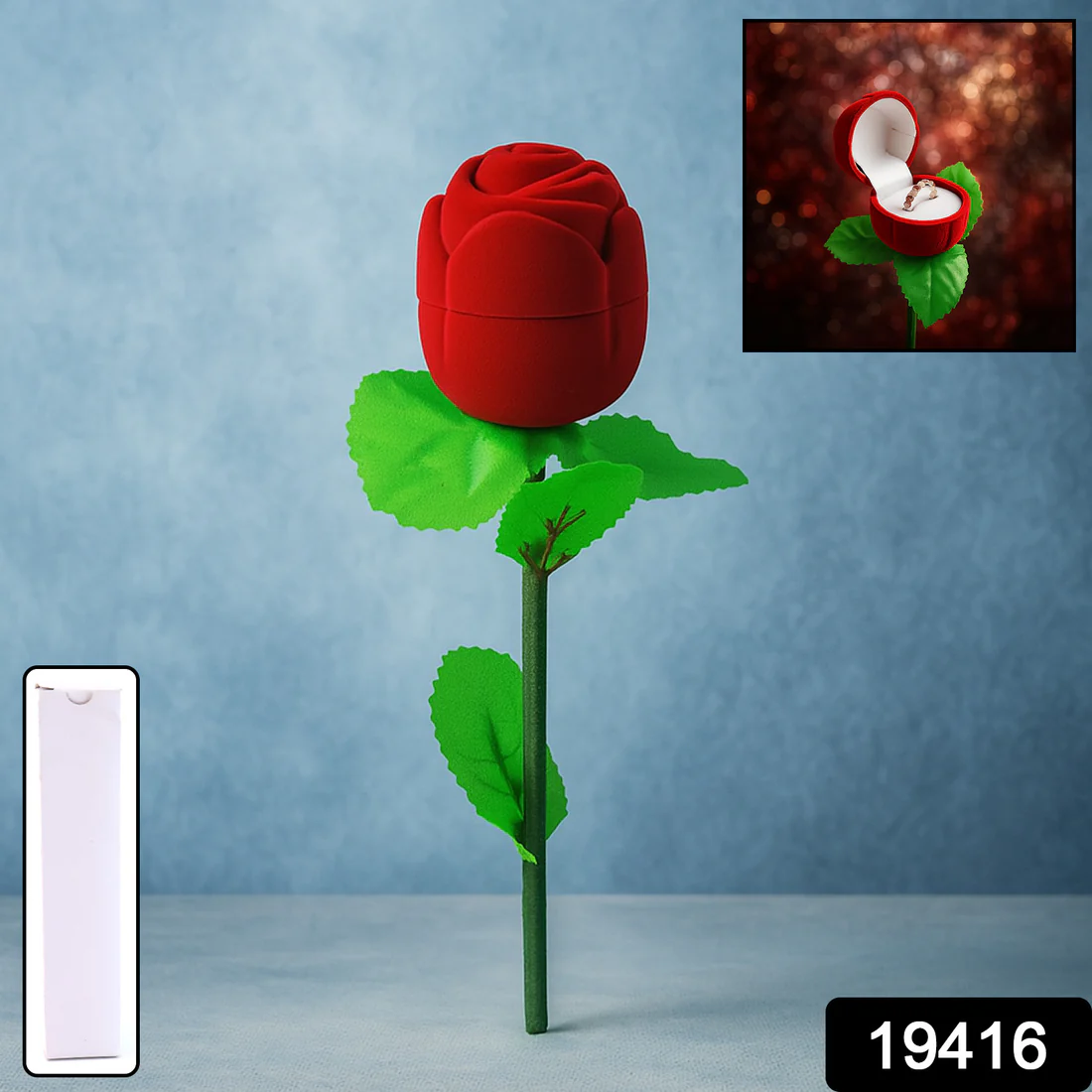 Rose Flower Jewelry Ring Box – Velvet Finish & Hidden Compartment - Image 3