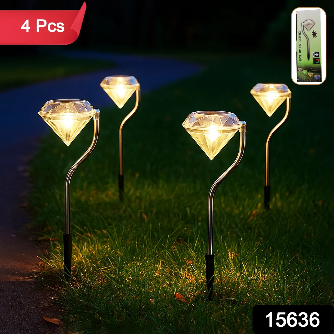 Diamond Solar Garden Lights – Elegant Waterproof LED (4-Pack) - Image 4