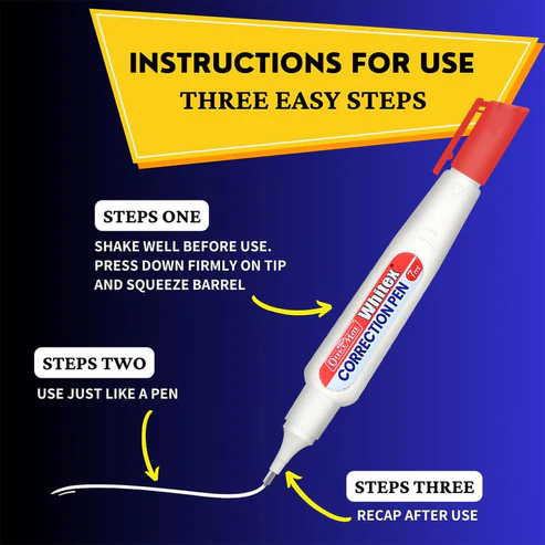 White Correction Pen – 7ml Fine Metal Tip with Quick Dry Formula