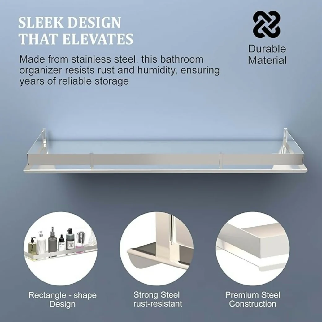 Wall Mounted Stainless Steel Bathroom Shelf – Sleek & Durable Storage