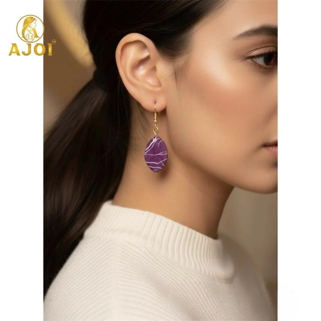 Multicolor Marble-Pattern Kati Earrings – Pack of 6 Stylish Drops - Image 2