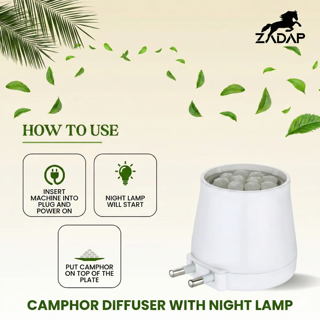 Kapoor Dani – Safe Electric Wooden Camphor Burner & Night Lamp - White