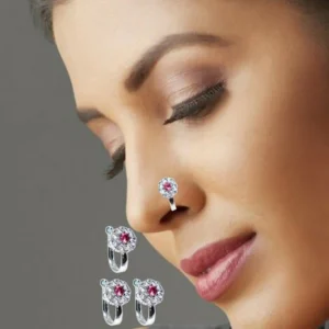 Rose Gold Clip-On Nose Pin – Floral Pink & White CZ Combo PackRose Gold Clip-On Nose Pin – Floral Pink & White CZ Combo Pack