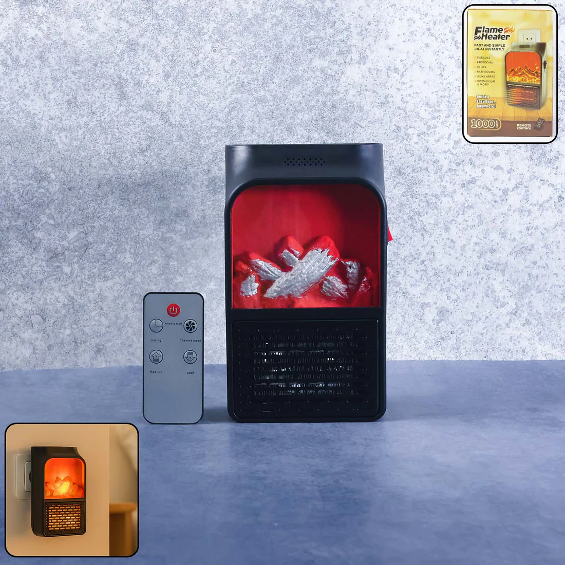 Electric Fireplace Heater – Realistic LED Flame | Deodap