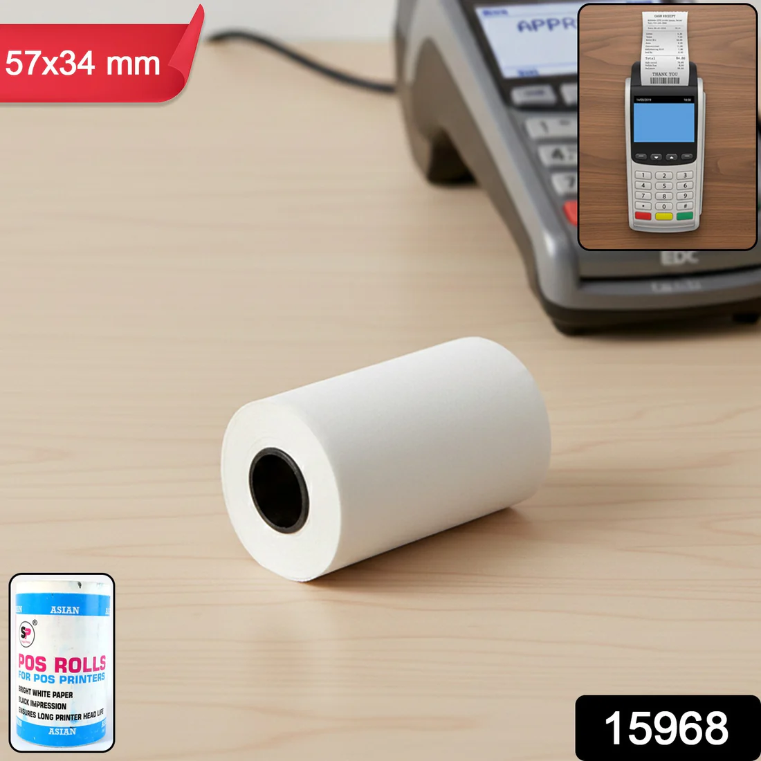 Thermal Label Roll – Self-Adhesive Direct Thermal Labels 57x34mm