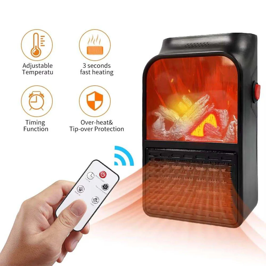 Electric Fireplace Heater – Realistic LED Flame | Deodap