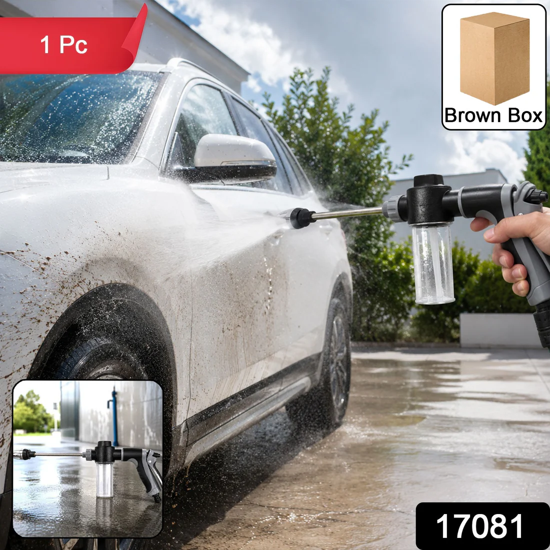 The high pressure water spray gun with foam bottle is your ultimate outdoor cleaning tool.
