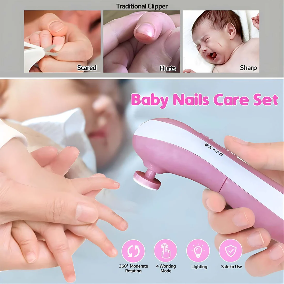 Electric Baby Nail Trimmer – Gentle 6-in-1 Care | Babyova - Image 3