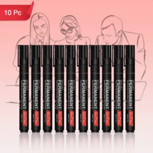Refillable Permanent Black Marker Set – Waterproof Bullet Tip (10 Pcs)