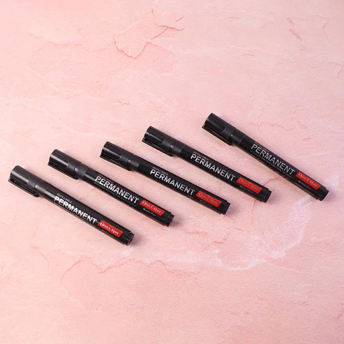 Refillable Permanent Black Marker Set – Waterproof Bullet Tip (10 Pcs)