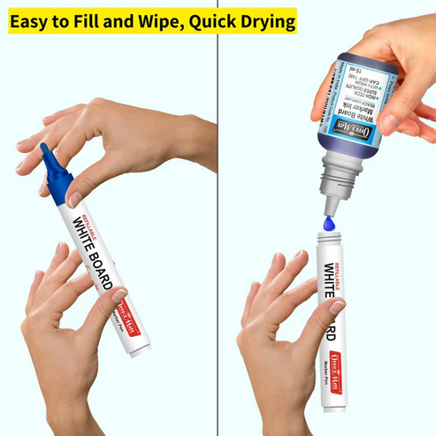 Whiteboard Marker Pens Blue Ink – Refillable & Easy Erase (10 Pcs)
