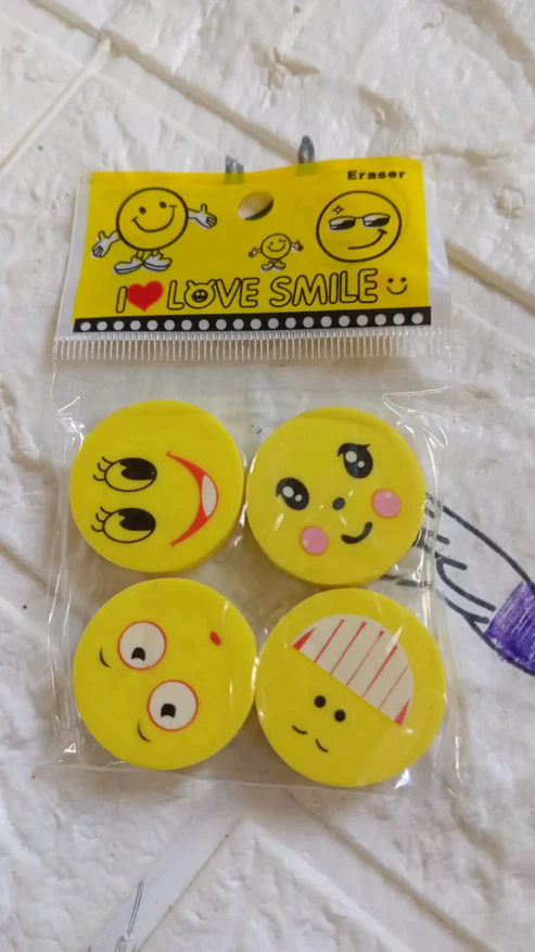 Emoji Eraser Set – Colorful 4pc Fun for Kids' School