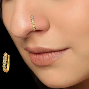 Gold Plated 6-Stone Clip-On Nose Pin – Non-Pierced Elegant Design