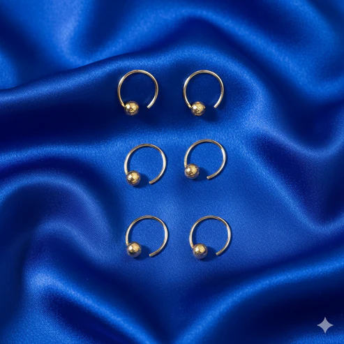 Gold Ball Nose Stud Pack – 6 Elegant Nose Rings for Women