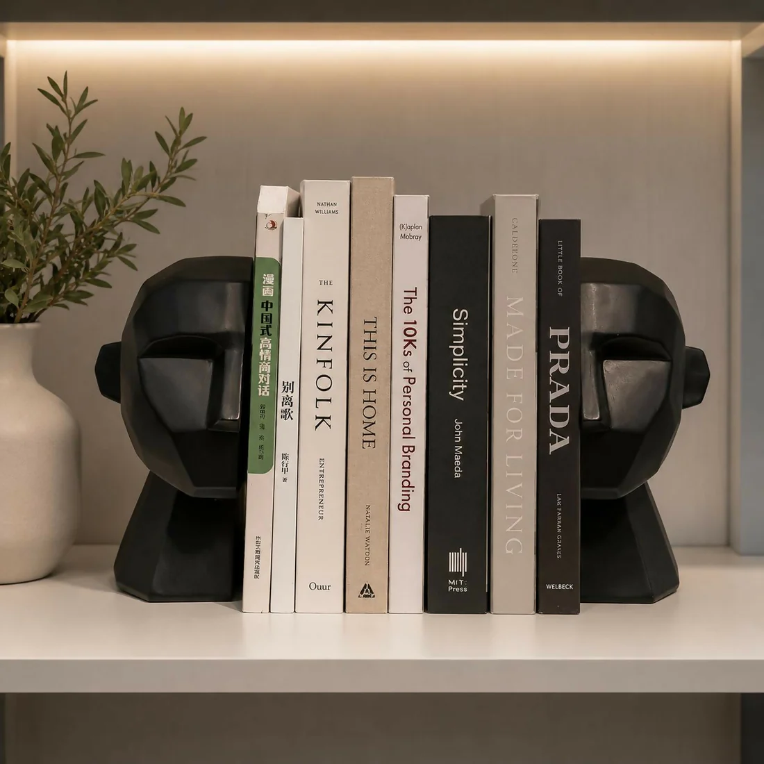 Modern Face Bookends – Stylish Home & Office Shelf Organizer