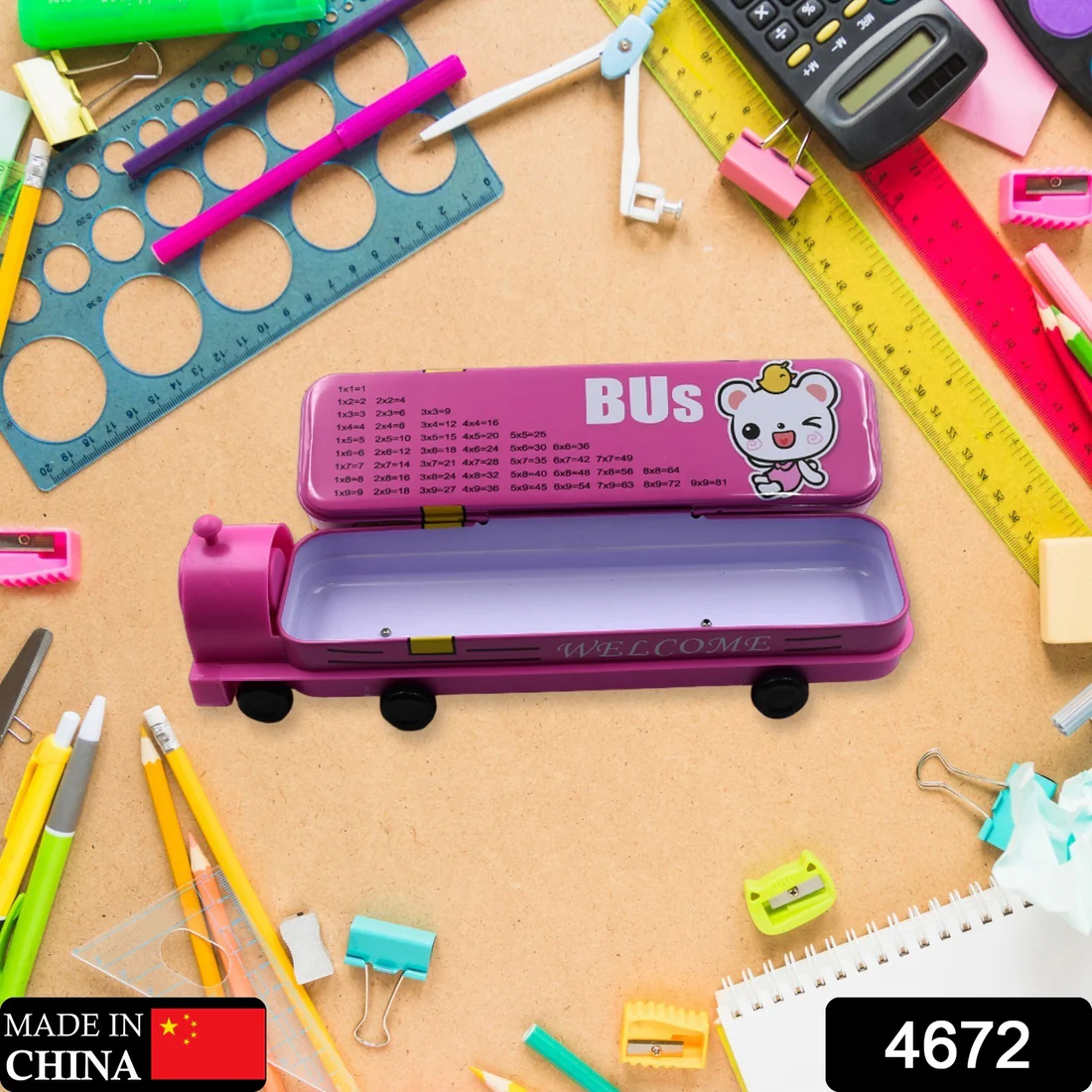 Metal Bus Pencil Case – Double Decker with Sharpener
