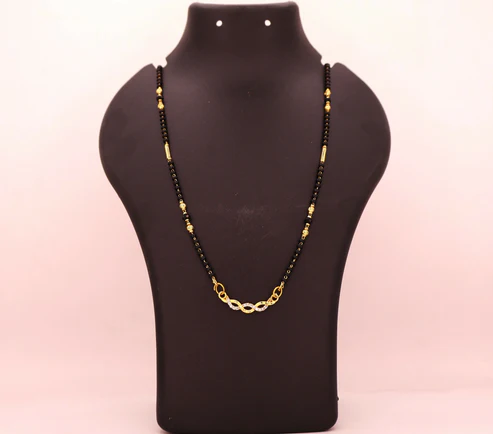 Infinity Mangalsutra – Gold Plated with Black Beads & AD Stones