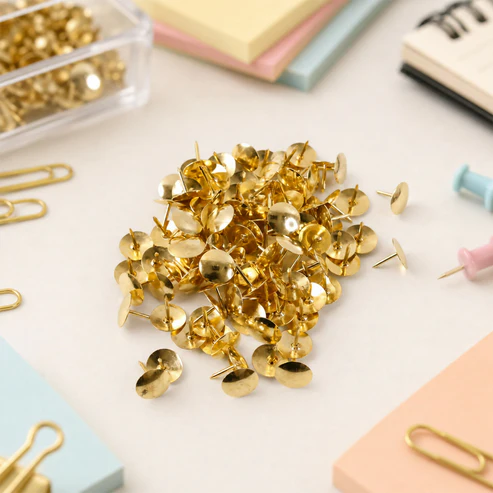 Golden Metal Drawing Pins – Durable and Elegant for Secure Display