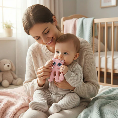 Baby Teether Toy – Cute Cat with Soft Chewable Surface for Infants - Image 3
