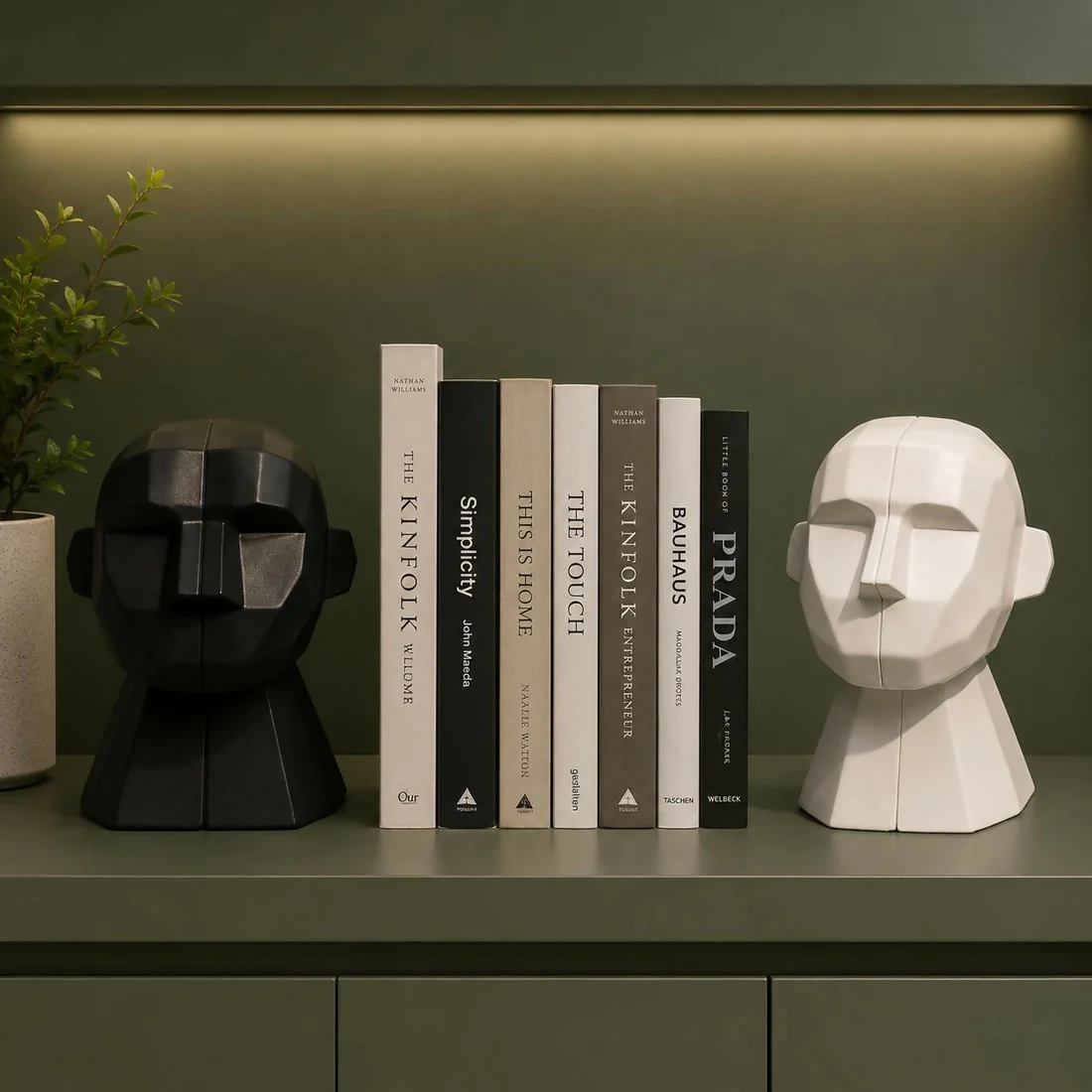 Modern Face Bookends – Stylish Home & Office Shelf Organizer