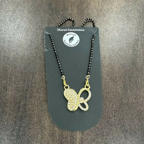 Gold-Toned Butterfly Mangalsutra – Elegant Stone Pendant Charm