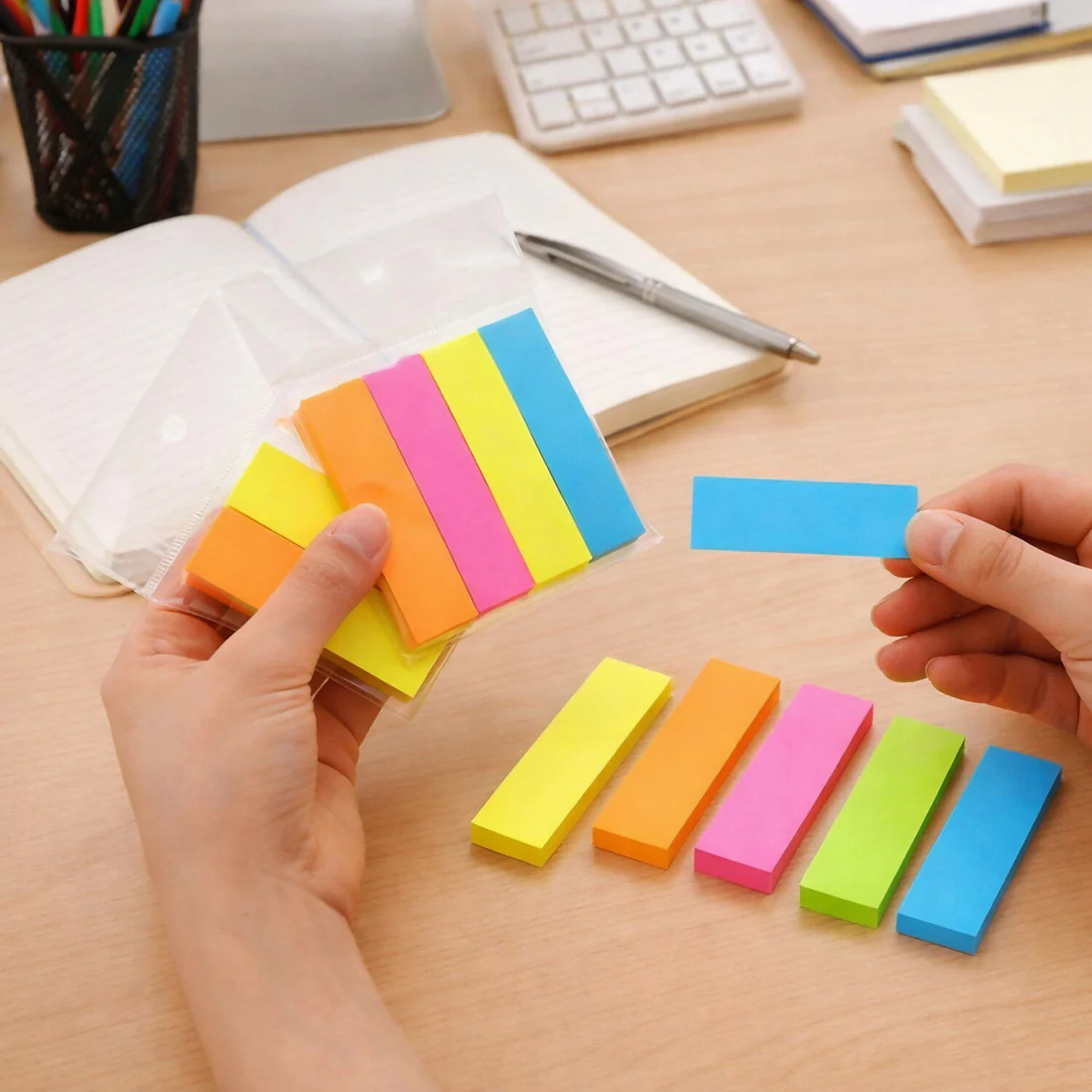Self Sticky Notes Pad with Strong Adhesive – 5 Multicolor Pads, 6 Pack