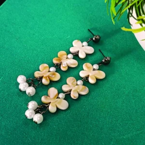 Black Plated Beaded Butterfly Drop Earrings – Elegant Women's Jewellery