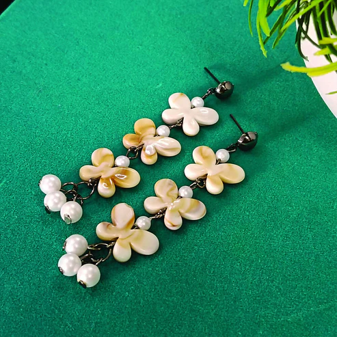 Black Plated Beaded Butterfly Drop Earrings – Elegant Women's Jewellery