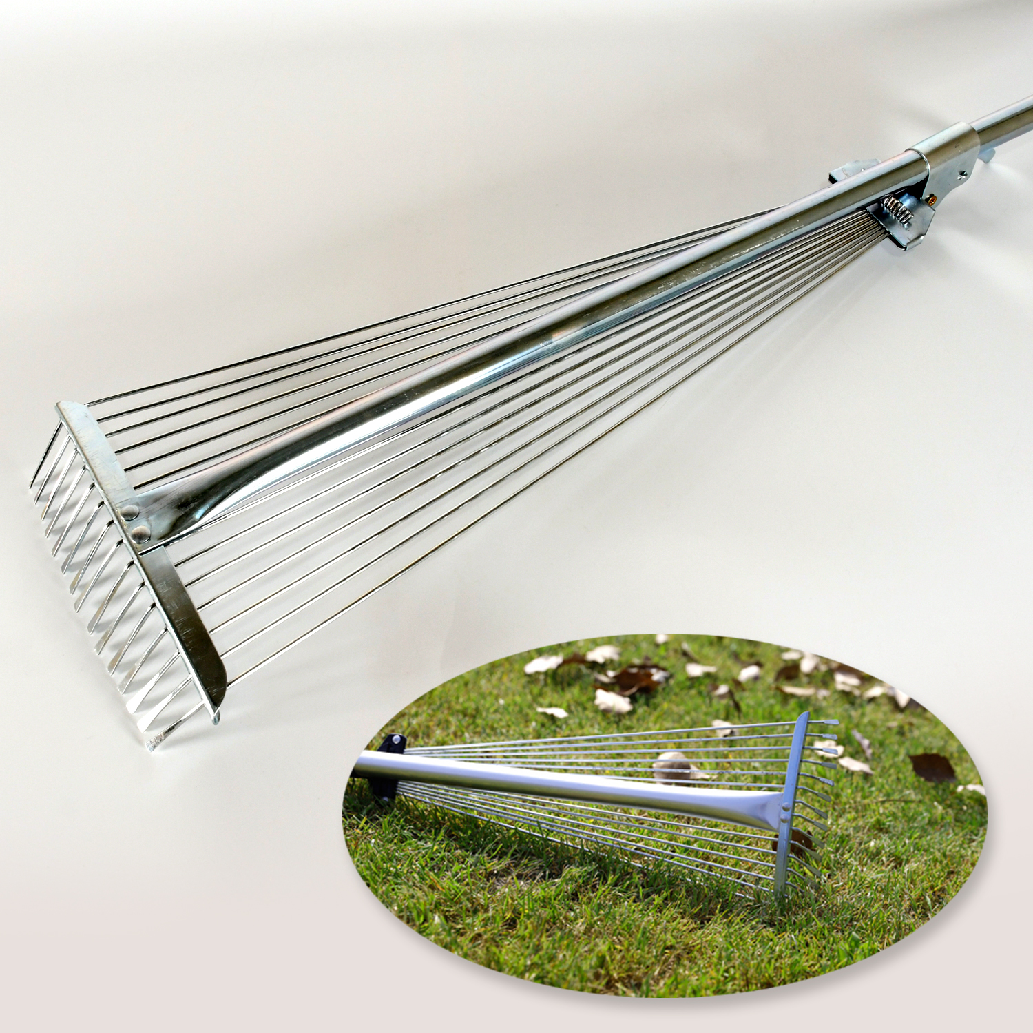 Adjustable Stainless Steel Telescopic Garden Rake (115–152 cm) - Image 4