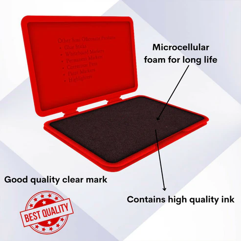 Red Stamp Pad – Long-Lasting Feather Touch Ink for Clear Impressions