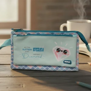 Cute Multicolor Pencil Pouch – Dual-Zipper Multi Pocket Organizer