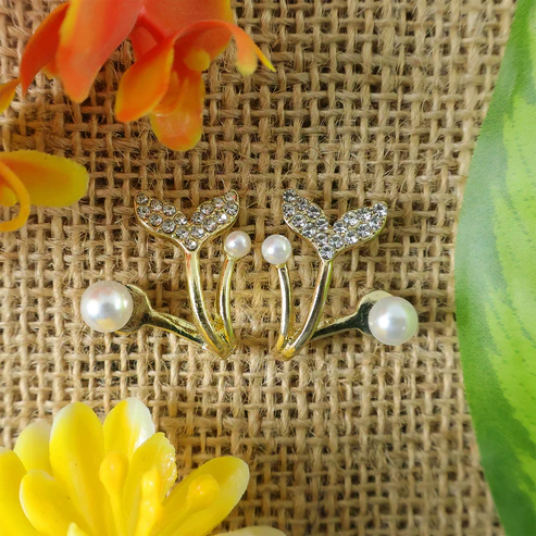 Mermaid Tail Pearl Stud Earrings – Elegant Korean Style Jewelry